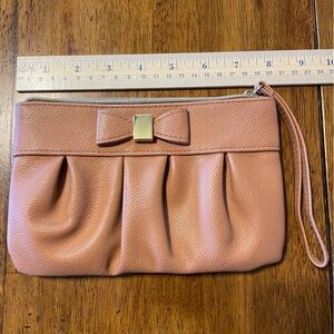 Tan Bow Clutch Purse with Bow